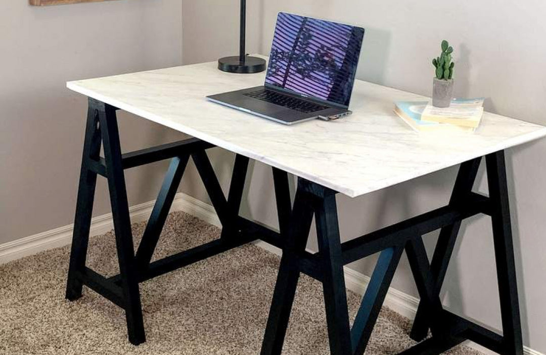 DIY Sawhorse Desk Spray Painting Project