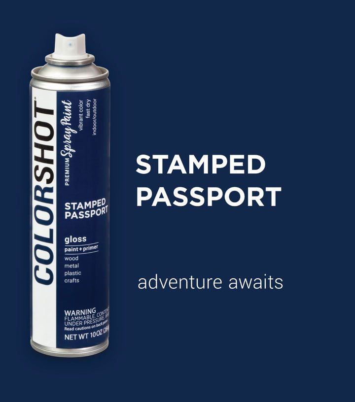 Picture of 48291 COLORSHOT Gloss Spray Paint Stamped Passport (Navy Blue) 10 oz.