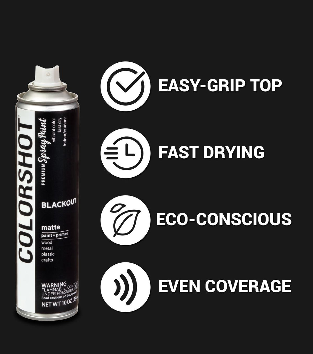 Picture of 48302 COLORSHOT Matte Spray Paint Blackout (Black) 10 oz.