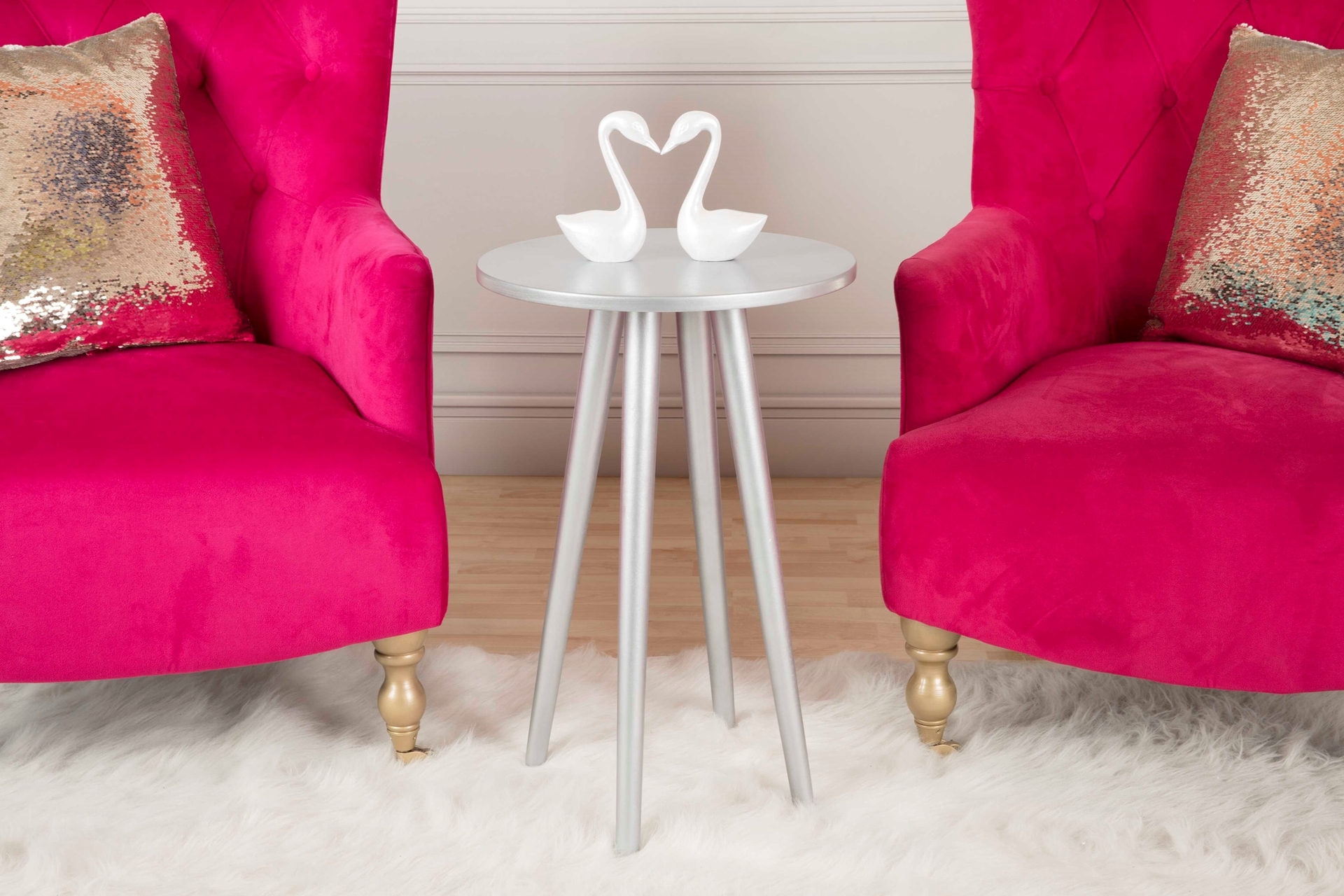 Silver accent table DIY with Silver Lining Metallic Spray Paint